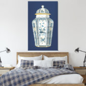 Asiatischer Urner in Blau und Weiß Leinwanddruck (Insitu (Schlafzimmer))