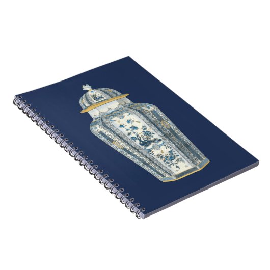 Asiatischer Urner in Blau und Weiß Notizblock (Rechte Seite)