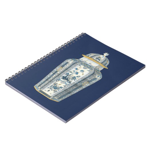 Asiatischer Urner in Blau und Weiß Notizblock (Linke Seite)