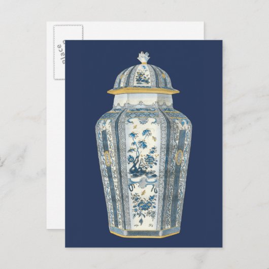 Asiatischer Urner in Blau und Weiß Postkarte (Vorne/Hinten)