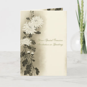 Asiatischer Vintage Cremiger Sepia Flora All-Gegen Dankeskarte