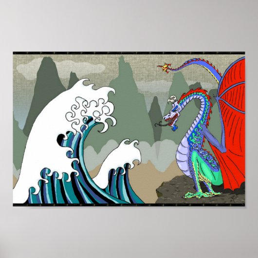 Asiatischer Wasserdrache 12 x 8 Poster (Vorne)