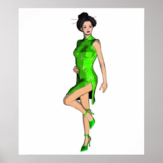 Asiatisches Button-Up-Girl-Poster Poster (Vorne)