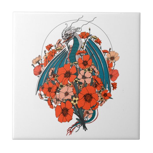 Asiatisches Drachen-Logo Fliese (Vorderseite)