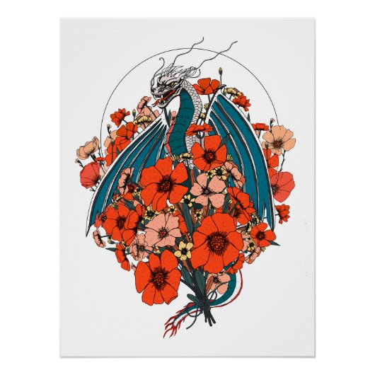 Asiatisches Drachen-Logo Poster (Vorderseite)