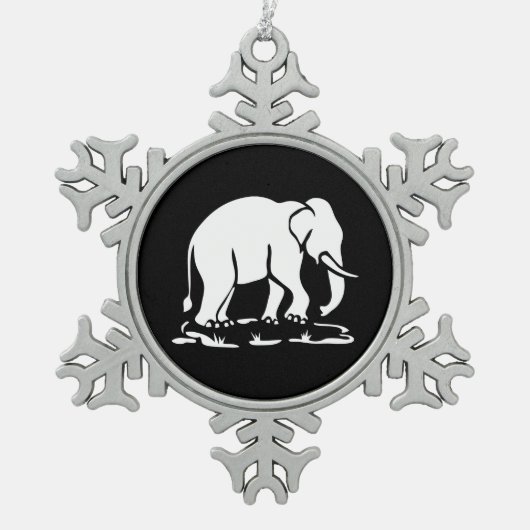 Asiatisches Elefant-voran thailändisches Schneeflocken Zinn-Ornament (Vorderseite)