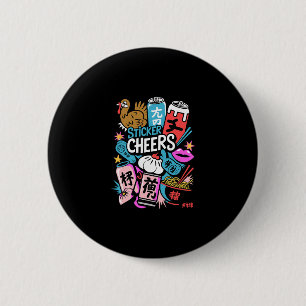 Asiatisches Essen Feier Aufkleber Prost Erntedankf Button