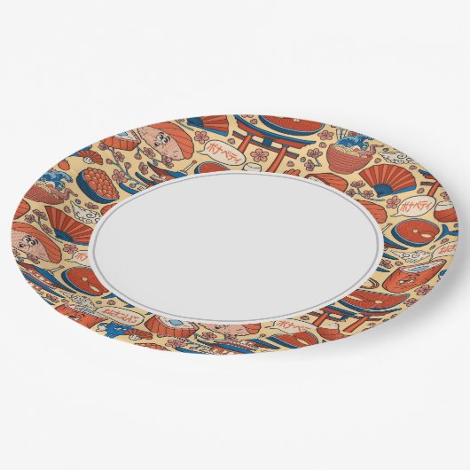 asiatisches Essen Pappteller (Schrägansicht)