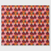 asiatisches Floral Hexagonal-Muster Geschenkpapier (Flach)