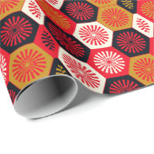 asiatisches Floral Hexagonal-Muster Geschenkpapier (Rolleneckpunkt)