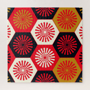 asiatisches Floral Hexagonal-Muster Puzzle