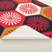 asiatisches Floral Hexagonal-Muster Sherpadecke (3/4)