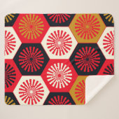 asiatisches Floral Hexagonal-Muster Sherpadecke (Vorderseite (Horizontal))