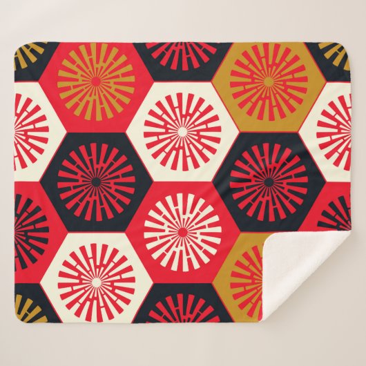 asiatisches Floral Hexagonal-Muster Sherpadecke (Vorderseite (Horizontal))