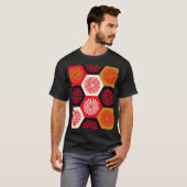 asiatisches Floral Hexagonal-Muster T-Shirt (Vorne ganz)