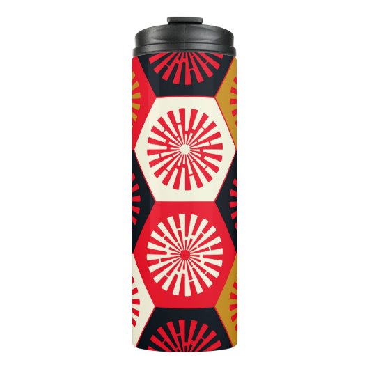 asiatisches Floral Hexagonal-Muster Thermosbecher (Vorderseite)