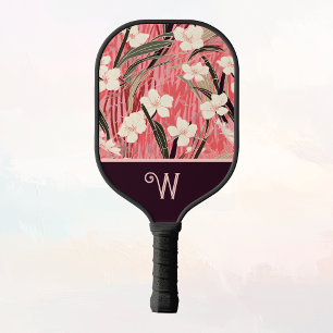 Asiatisches Florales Rosa Pfirsich Weiß Chinoiseri Pickleball Schläger