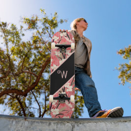 Asiatisches Florales Rosa Pfirsich Weiß Chinoiseri Skateboard