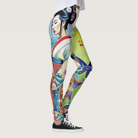 ASIATISCHES FRÜHLINGS-DESIGNER-COLLAGE LEGGINGS (Rechts)