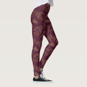 Asiatisches Gold-Botanikmuster Leggings (Rechts)