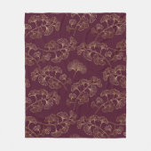 Asiatisches Goldenes Botanisches Muster Fleecedecke (Vorderseite)