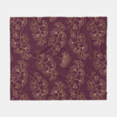Asiatisches Goldenes Botanisches Muster Fleecedecke (Vorderseite (Horizontal))