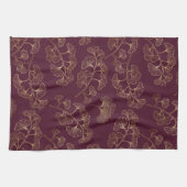 Asiatisches Goldenes Botanisches Muster Geschirrtuch (Horizontal)