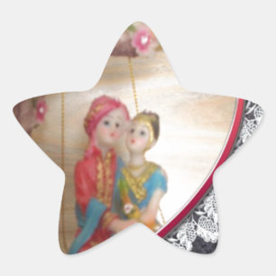 Asiatisches Hochzeitskaffee zum Heart Swing Art Pr Stern-Aufkleber