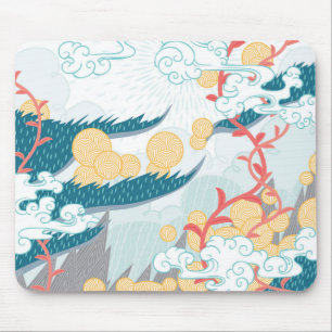 Asiatisches inspiriertes Natur-Muster Mousepad