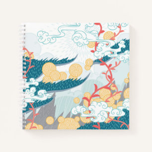 asiatisches Inspiriertes Naturemuster Notizblock