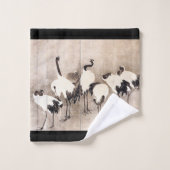 Asiatisches Kran-Vogel-wild lebende Tiere Okyo Badhandtuch Set (Waschlappen)