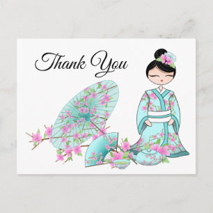 Asiatisches Mädchen Danke Postkarte