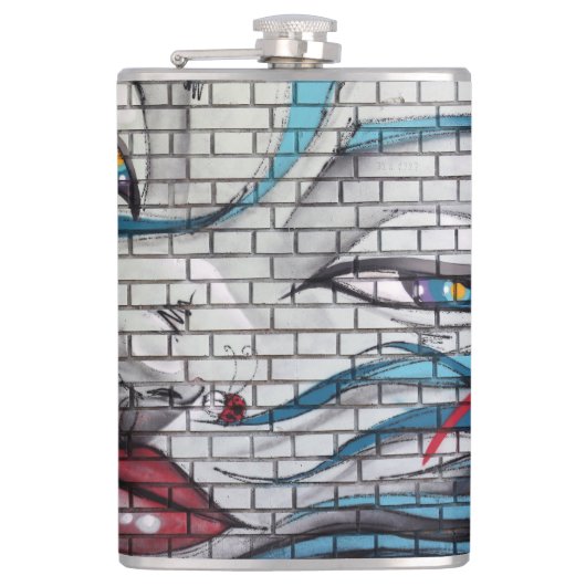 Asiatisches Mädchen Graffiti Flachmann (Vorderseite)