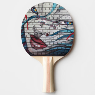 Asiatisches Mädchen Graffiti Tischtennis Schläger