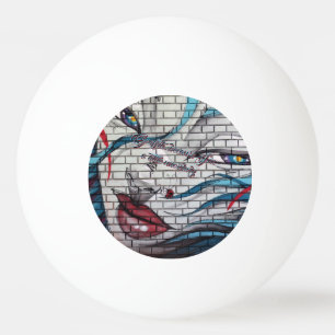 Asiatisches Mädchen Graffiti  Tischtennisball
