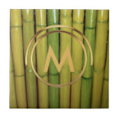 Asiatisches Monogramm| Zen-Grün-botanisches Fliese (Vorderseite)