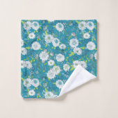 Asiatisches Muster Blau Grün Badhandtuch Set (Waschlappen)