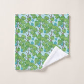 Asiatisches Muster Blau Grün Badhandtuch Set (Waschlappen)