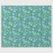 Asiatisches Muster Blau Grün Geschenkpapier (Flach)