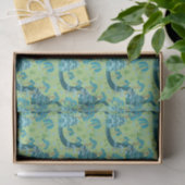 Asiatisches Muster Blau Grün Seidenpapier (Geschenk)
