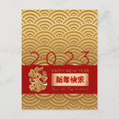 Asiatisches Muster Gold Rabbit Chinesisch Neues Ja Postkarte (Vorderseite)
