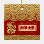 Asiatisches Muster Gold Rabbit Chinesisch Neujahr  Keramikornament (Rückseite)