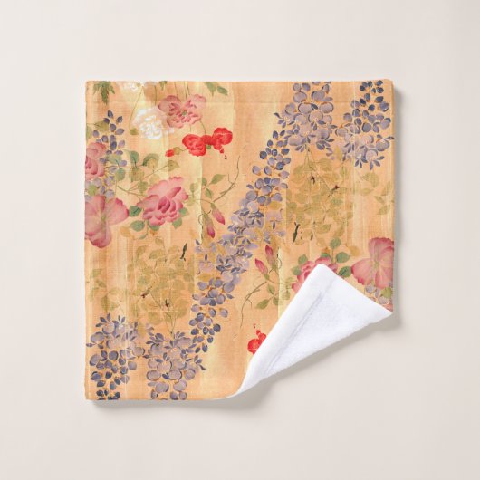 Asiatisches Wisteria-Rosen-Blumen-Bad-Tuch-Set Badhandtuch Set (Waschlappen)