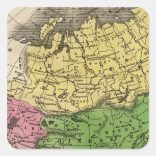 Asien 12 quadratischer aufkleber