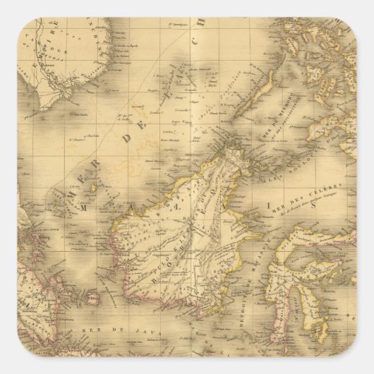 Asien 13 quadratischer aufkleber (Vorderseite)