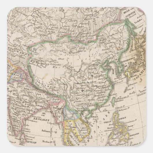 Asien 13 quadratischer aufkleber (Vorderseite)