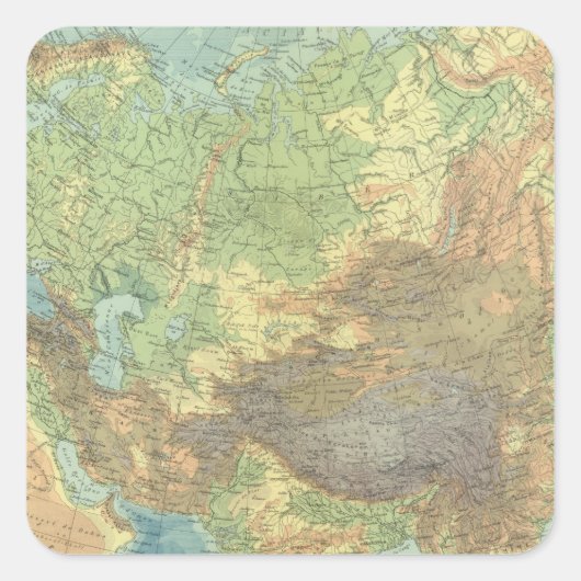 Asien 18 quadratischer aufkleber (Vorderseite)