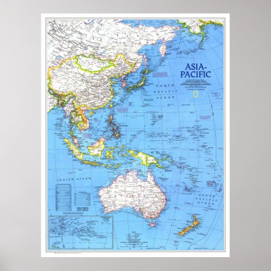 " Asien: 1989 - Detaillierte PACIFIC Karte ... Poster (Vorne)