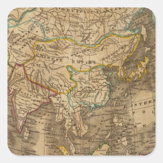 Asien 19 quadratischer aufkleber (Vorderseite)