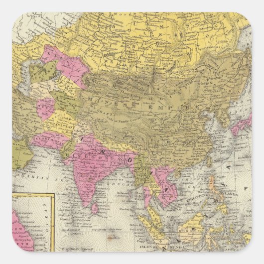 Asien 20 quadratischer aufkleber (Vorderseite)